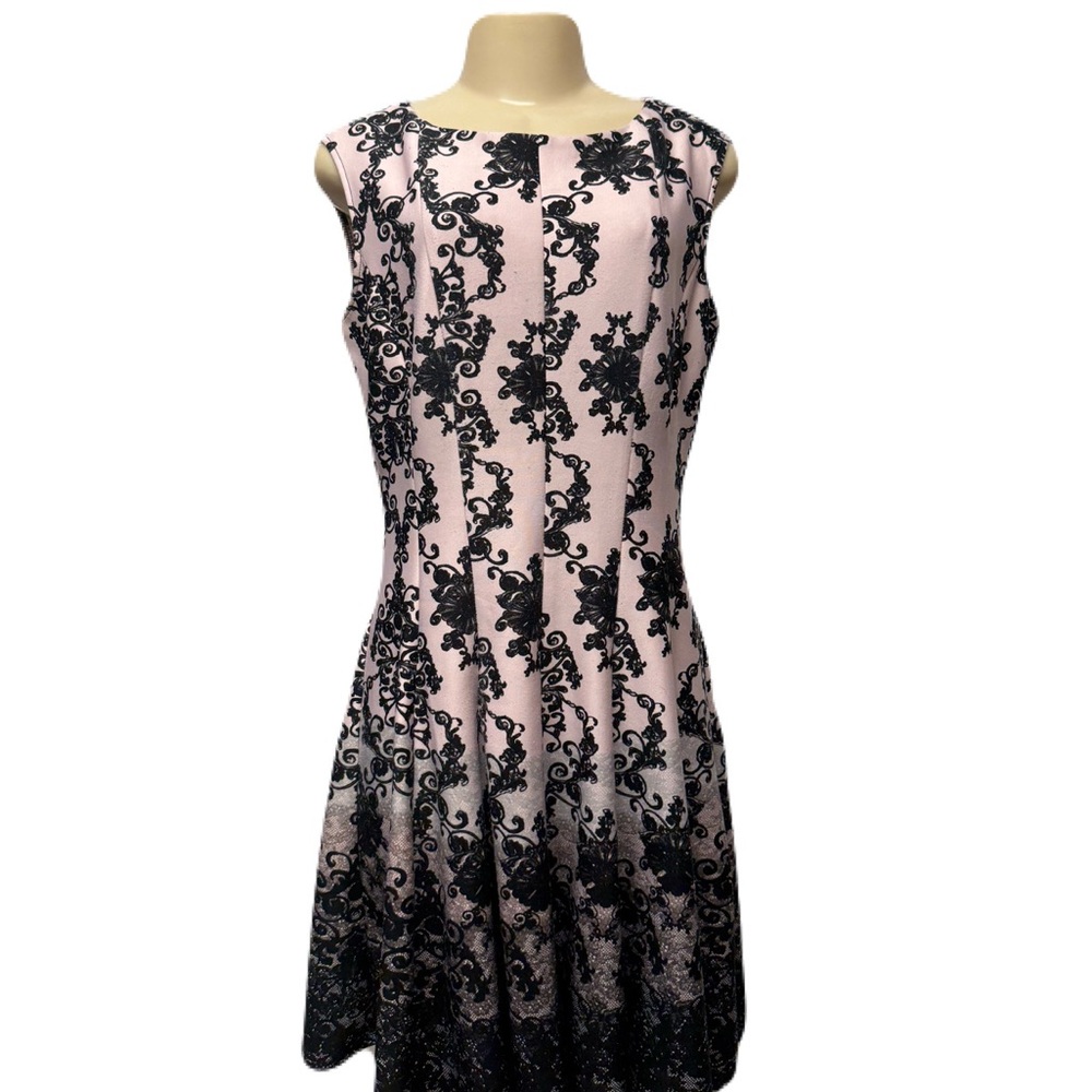 Danny & Nicole Pink and Black Midi Dress